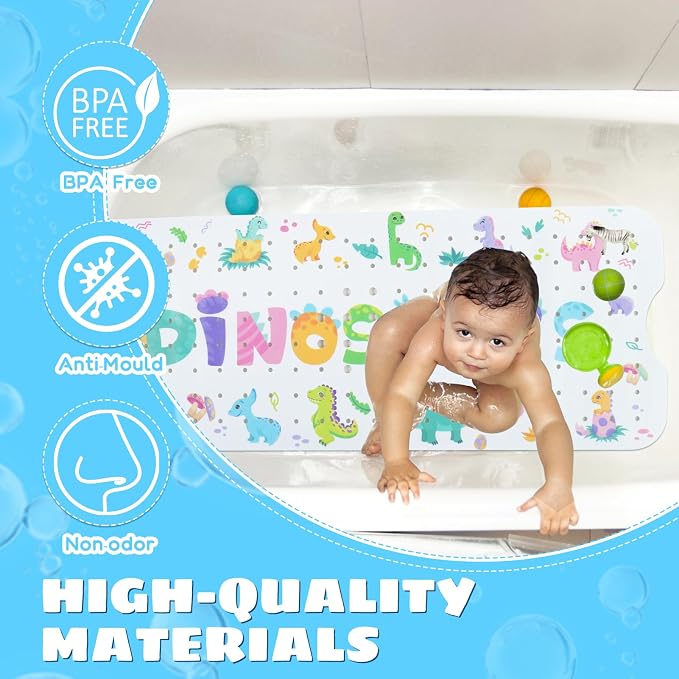 Baby Bath Mat for Tub Non Slip Kids Bathtub Mat Extra Long 40X16 Inch Toddler - Image 2