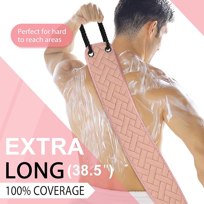 Exfoliating Back Scrubber with Upgraded Handles, 38.5 Inch Double-Sided Body - Image 3