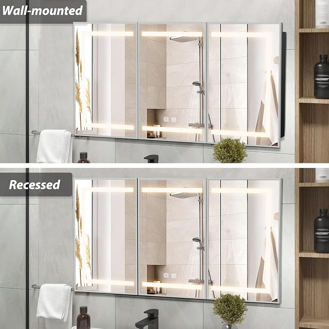 APRILSOUL 48X32 Inch Silver Bathroom Medicine Cabinet - Image 3