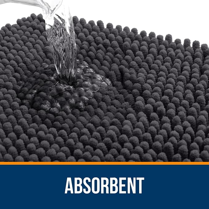 OLANLY Bathroom Rugs 70x46, Extra Soft Absorbent Chenille Bath Rugs, Rubber - Image 4