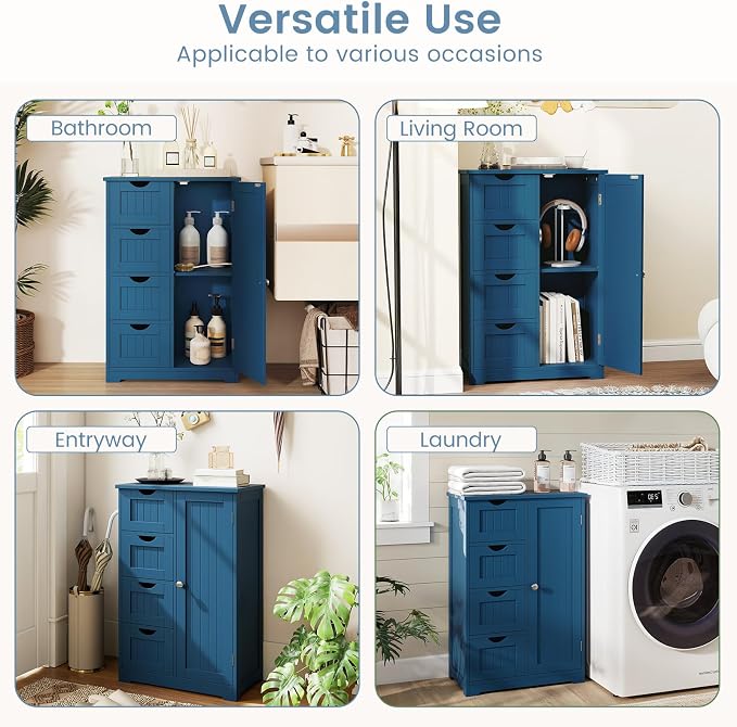 Tangkula Bathroom Floor Cabinet, Freestanding Storage Cabinet - Image 9