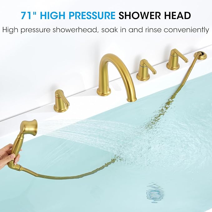Roman Tub Faucet Set with Hand Shower, KRUZOO Bathtub Faucet Set Trim Kit with - Image 6