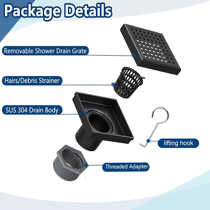 Neodrain 4 Inch Square Shower Drain - Image 3