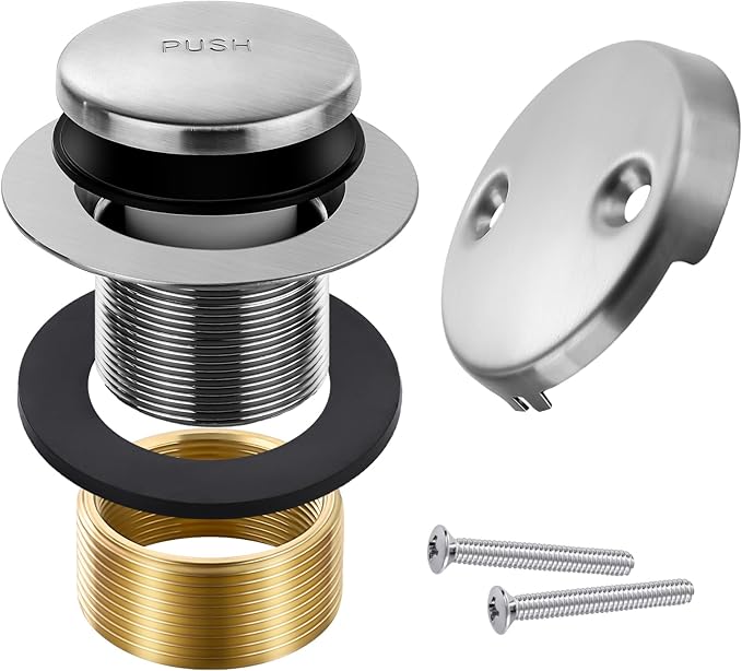 Brushed Nickel Bathtub Drain Tip-Toe Tub Trim Set by Unknown