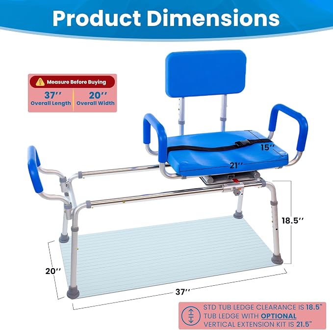 Carousel Sliding Shower Chair Tub Transfer Bench - Image 2
