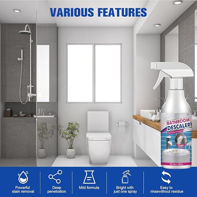 Bathroom Descaler Foam Cleaner, Bubble Cleaner Foam, Bathroom Glass Descaler - Image 2