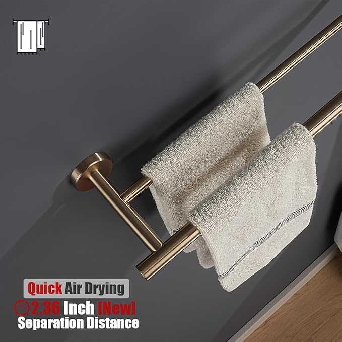 JQK Bathroom Hardware Set, 5-Piece Bath Accessories Set Champagne Bronze Wall - Image 4