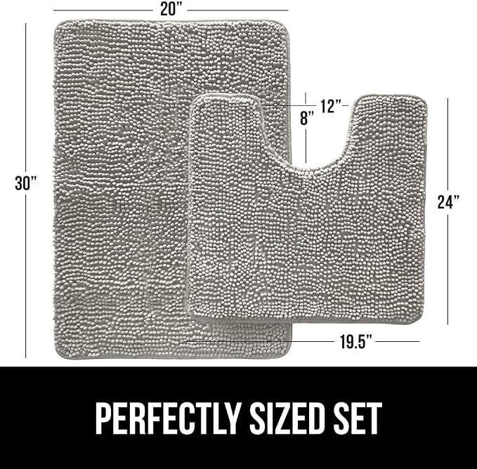 GORILLA GRIP Bathroom Rug Sets, Soft Chenille 2 Piece Area Rugs Set, Toilet - Image 2