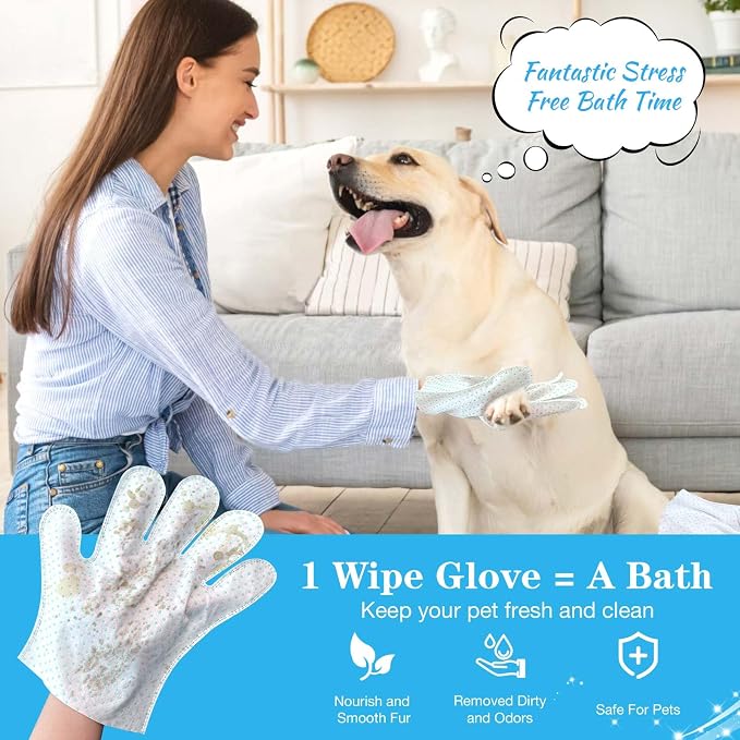Dog Cleaning Gloves Wipes 30pcs Deodorizing Disposable Pet Grooming Bathing - Image 7