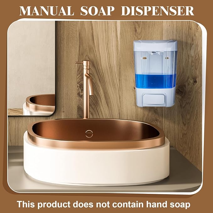 Hushee 4 Pcs Plastic Wall Mounted Soap Dispenser Commercial Manual Soap - Image 6