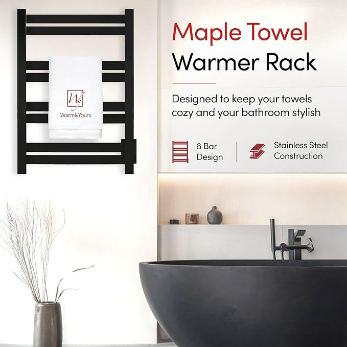 WarmlyYours Heated Towel Warmer Rack, Integrated On/Off Switch - Image 5