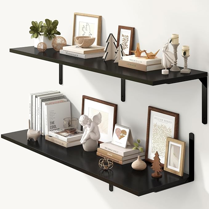 Fun Memories Floating Shelves for Wall, 12 Inch Deep Floating Shelves Set of 2 by FunMemories