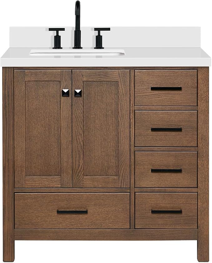 ARIEL Cambridge 37 Inch Single Rectangular Sink Bathroom Vanity - Image 11