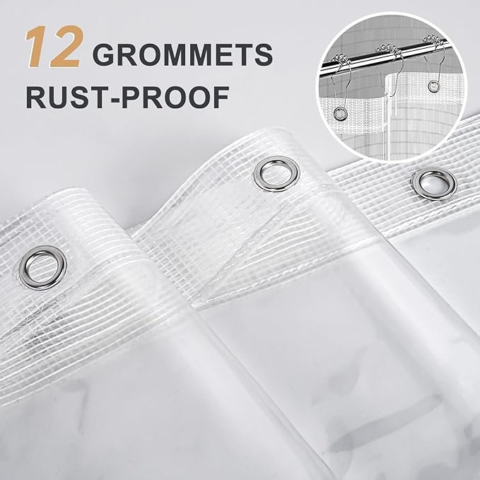 AmazerBath Heavy Duty Shower Curtain Liner 12 Gauge, 72 x 78 Inches Clear - Image 3