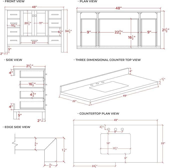 ARIEL 49" Grey Bathroom Vanity - Image 2