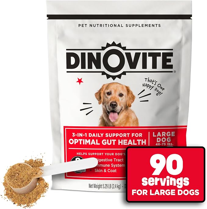 Dinovite Probiotic Supplement for Dogs, Omega 3, Hot Spot Relief, Skin & Coat by Dinovite