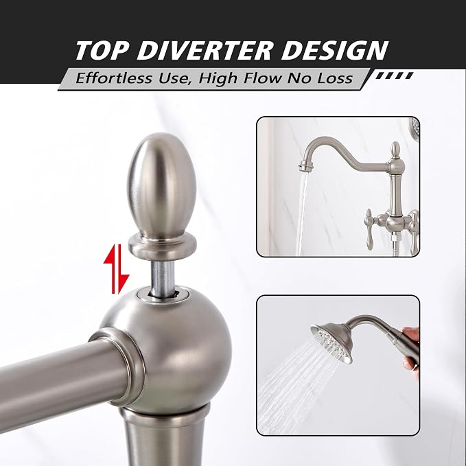 SUMERAIN Brushed Nickel Wall Mount Bathtub Faucet - Image 9