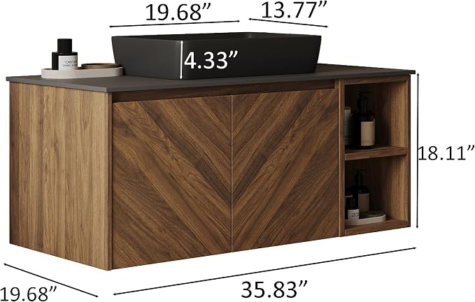 36'' Floating Vanity Bathroom, Single Bathroom Vanity - Image 2