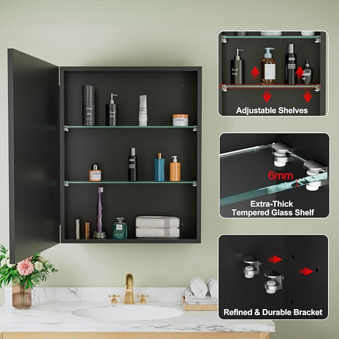 Buruis 24" x 30" Framed Medicine Cabinet - Image 6
