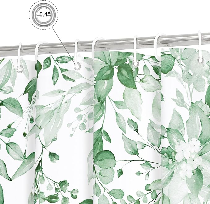 Gibelle Small Stall Shower Curtain 36 x 72, Narrow Half Mint Green Floral - Image 5