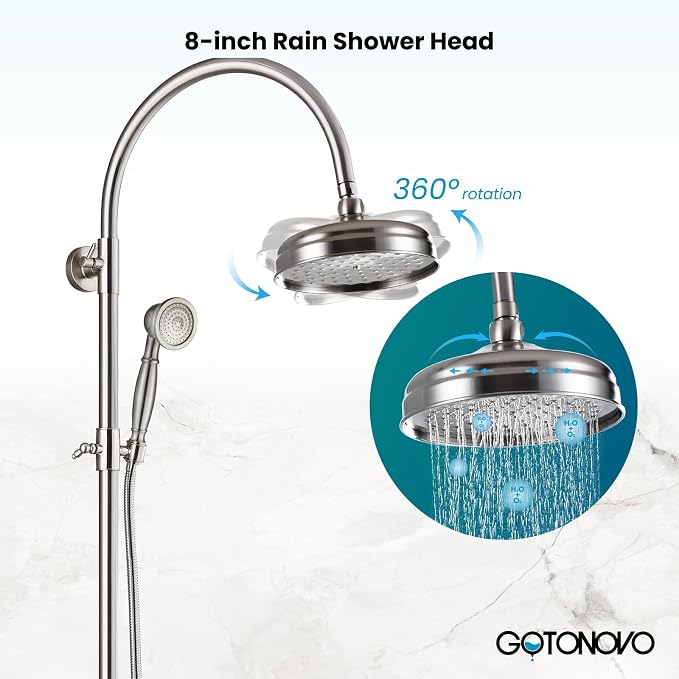 gotonovo Exposed Bathroom Shower System Classic Shower Kit 8 Inch Luxurious - Image 5