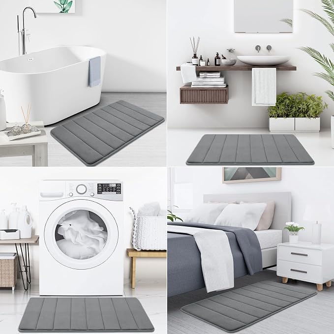 Buganda Memory Foam Bath Mat, Ultra Soft and Non-Slip Bathroom Rugs, Water - Image 7