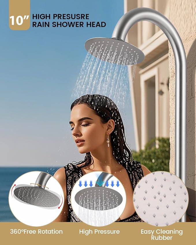 316 Marine Grade Stainless Steel Free Standing Outdoor Shower - Image 5