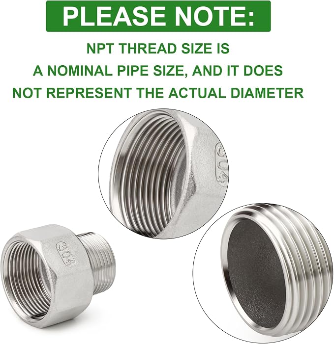 TAISHER 2PCS 304 Stainless Steel Pipe Fitting - Image 4