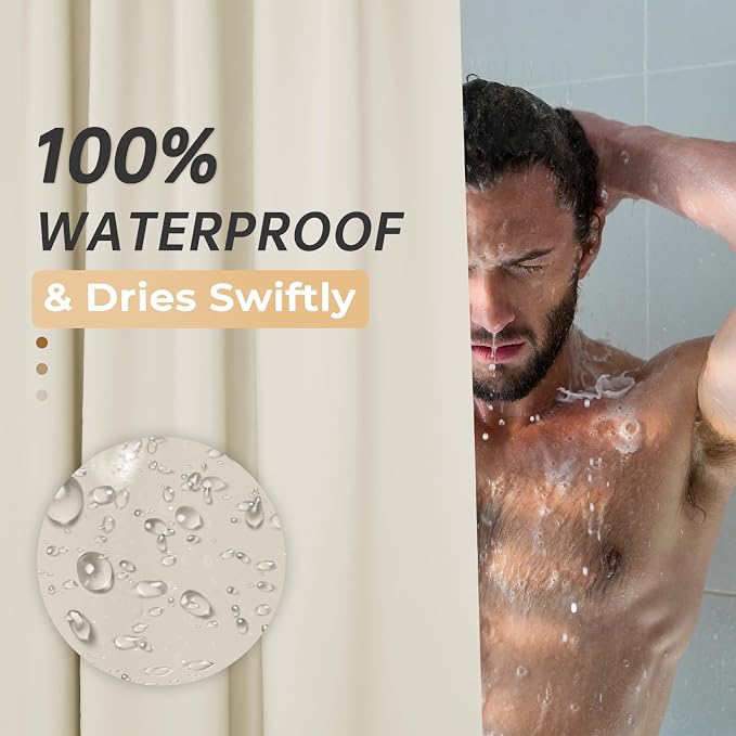 AmazerBath Plastic Shower Curtain Liner, 72 x 72 Inches EVA 8G Heavy Duty Beige - Image 5