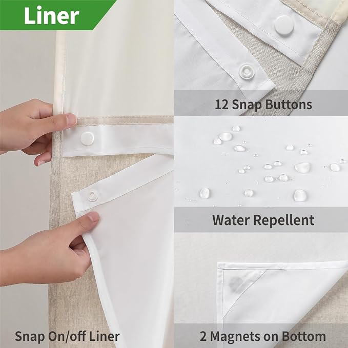 Stall No Hooks Needed Linen Textured Shower Curtain - Image 5