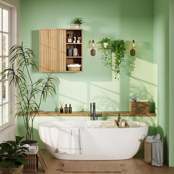 Fluted Bathroom Wall Cabinet, Small Medicine Wall Cabinet - Image 3