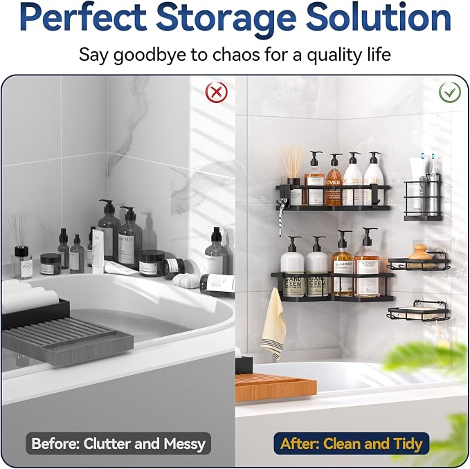 YASONIC Corner Shower Caddy, No Drilling Shower Shelf - Image 8