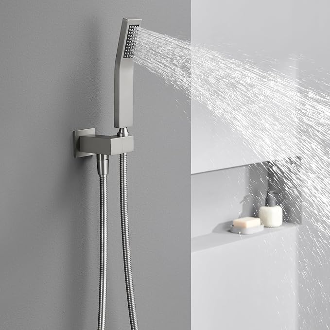 Shower System 12 Inches Rain Shower Combo Set Brushed Nickel Ceiling Mount - Image 9