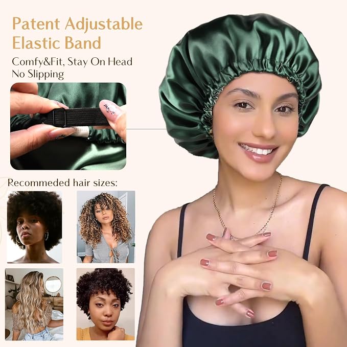 YANIBEST Adjustable Satin Bonnet Double Layer Hair Bonnet - Image 3