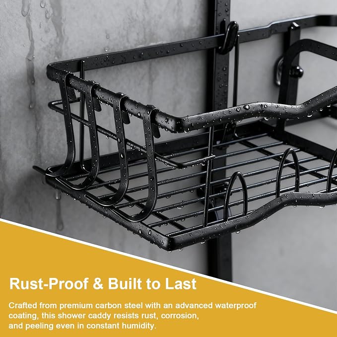 Shower Caddy Hanging Organizer, Rustproof Over Shower Head Caddy Holder - Image 5