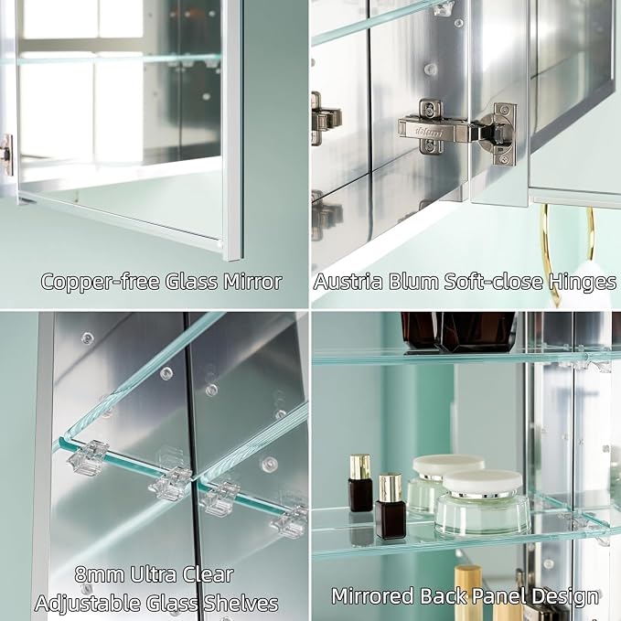 WELLFOR 52" x 36" Bathroom Medicine Cabinet - Image 6