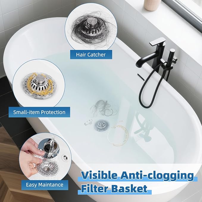 Metal 2 Pack Bathtub Drain Stopper - Image 2