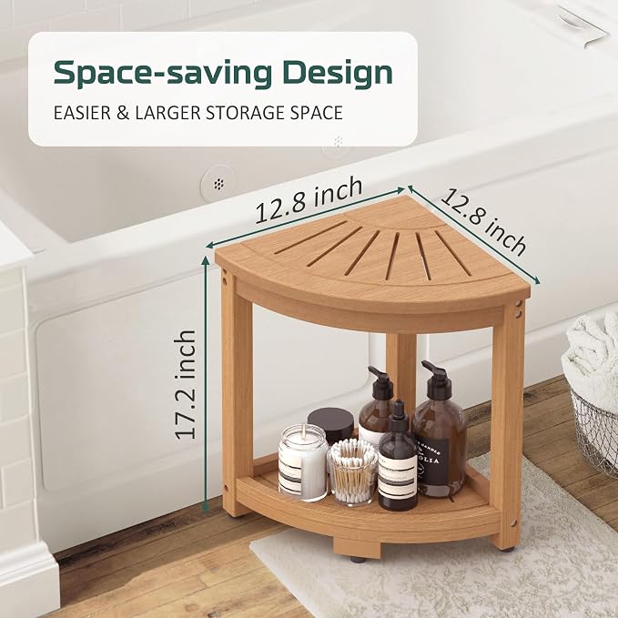 Waterproof Corner Shower Stool for Inside Shower, Poly Lumber Shower Bench Seat - Image 2