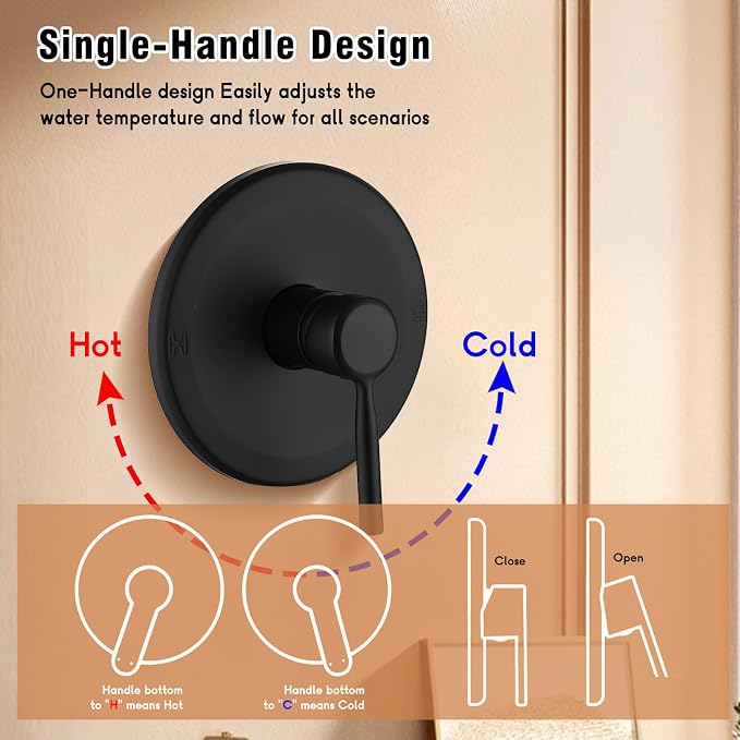 Matte Black Shower Faucet Set - Image 5