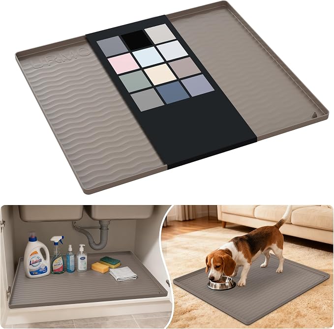 URMONA Waterproof Silicone Under Sink Mat 25'' x 22'' Shelf Liner by URMONA