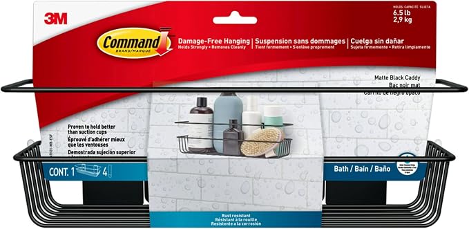 Command Shower Caddy Matte Black by Command