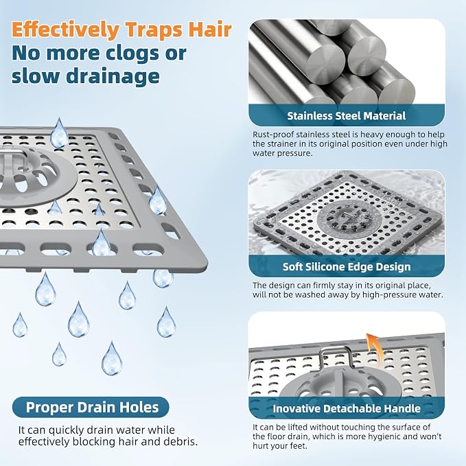 Hibbent Upgraded Shower Drain Hair Catcher, Shower Drain Cover - Image 2