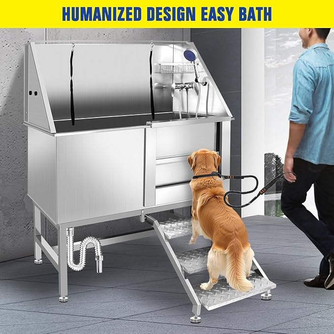 50" Stainless Steel Dog Washing Station, Pet Grooming Tub - Image 6