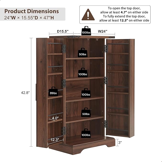 ACCOHOHO 47" Kitchen Pantry, Farmhouse Storage Cabinet - Image 2