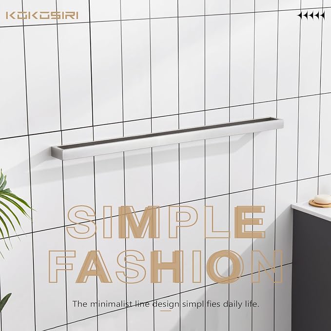 KOKOSIRI Towel Bar Brushed Nickel Bath Towel Hanger Holder 32-Inch Kitchen Rack - Image 3