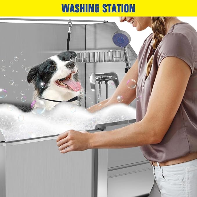 50" Stainless Steel Dog Washing Station, Pet Grooming Tub - Image 8