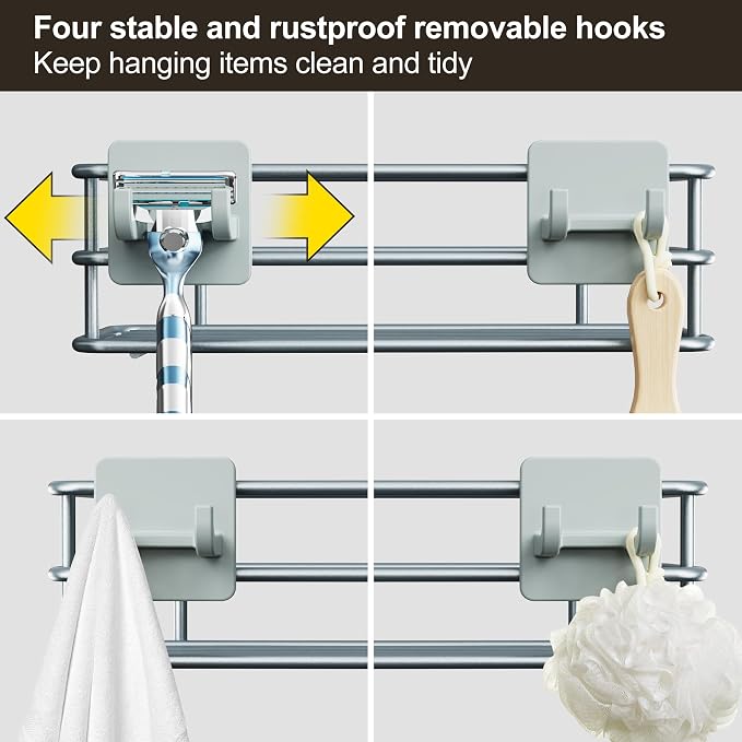 Orimade 4 Tier Adjustable Anti-slip Shower Caddy over Shower Head, Rustproof - Image 7