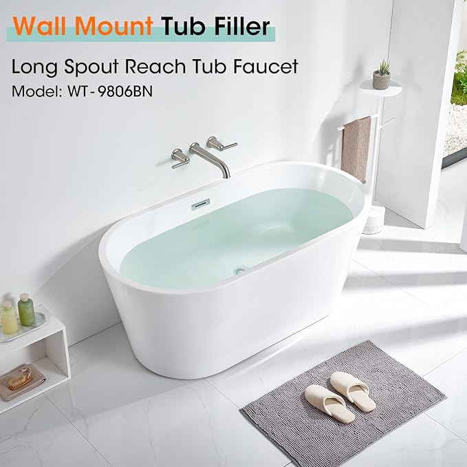 Wall Mount Tub Filler Long Spout Reach Tub Faucet - Image 2
