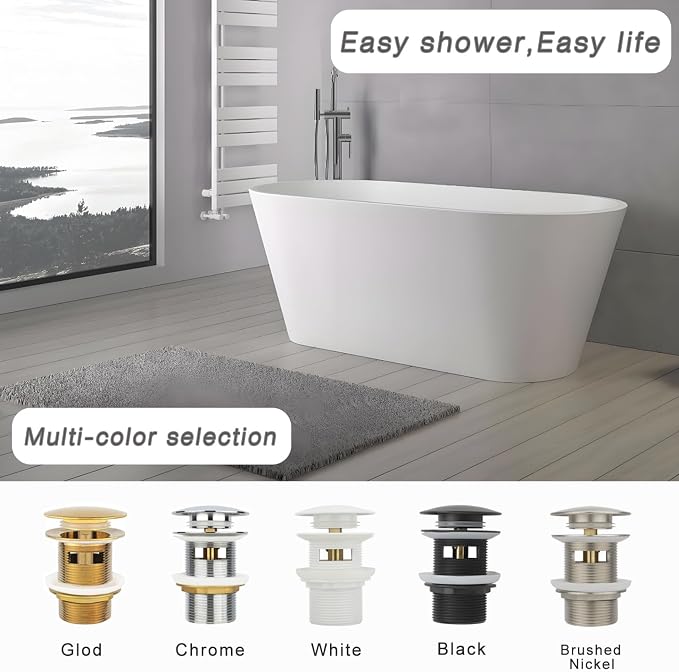 Tub Stopper Bathtub Drain, Brass Pop-up Freestanding Bathtub Drain Stopper - Image 7