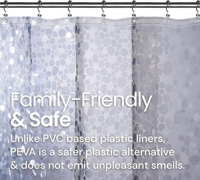 LiBa Plastic Shower Curtain, Heavy Duty 8G Shower Curtain - Image 3